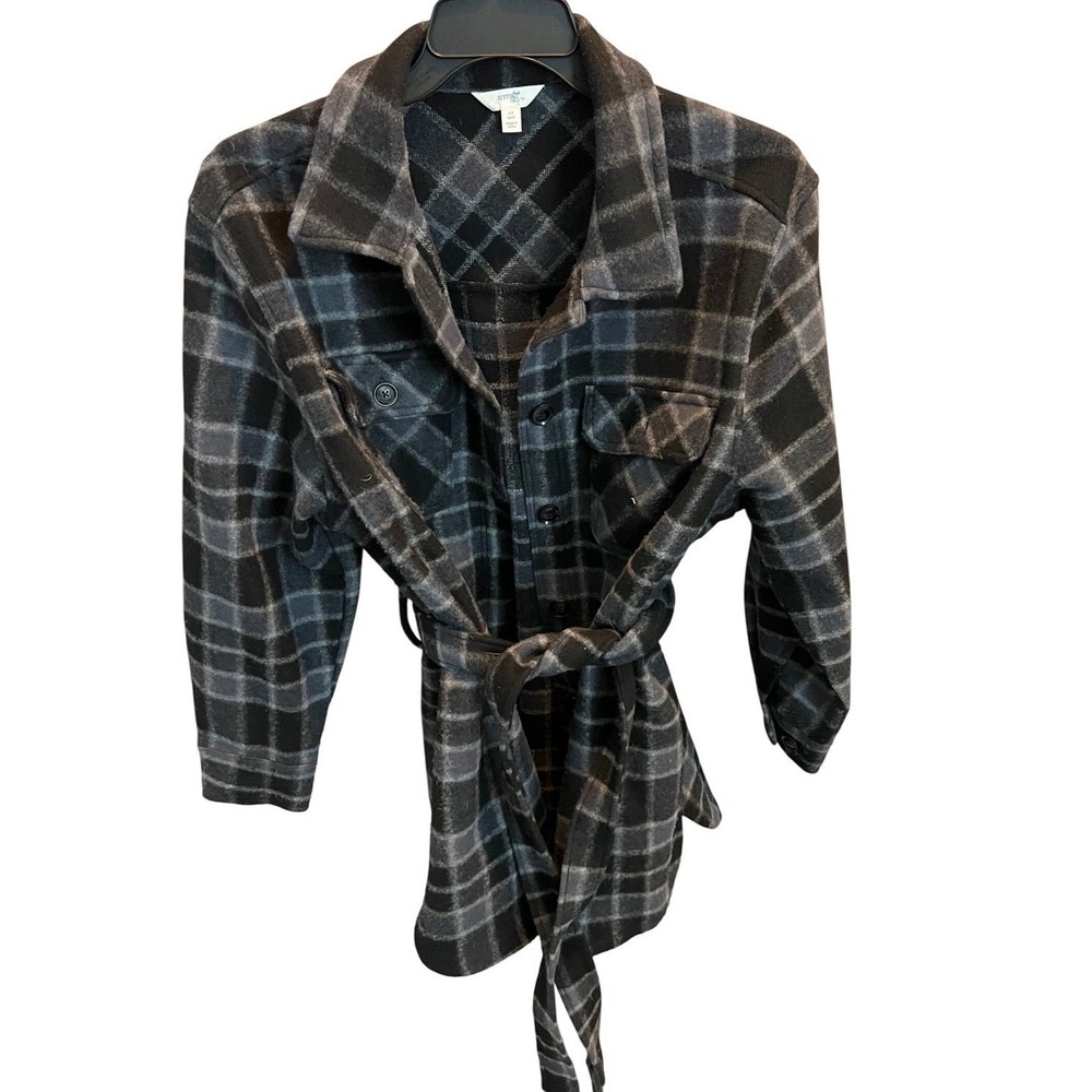 Terra & Sky 0X (14W) Gray Plaid Belted Shirt Jacket Shacket Plus Size